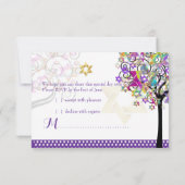 PixDezines rsvp levensboom/sterren, Bat Mitswa Kaart (Achterkant)