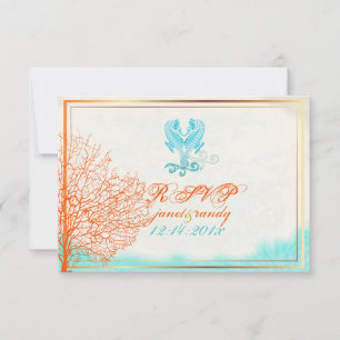 PixDezines rsvp maui coral+seahorse, strandpartij Kaartje