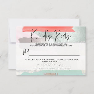 PixDezines RSVP met maaltijd, moderne kunst, Mint Kaartje