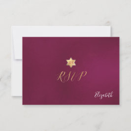 PixDezines RSVP minimalist Dahlia Red Mitzvah ✡ Kaartje