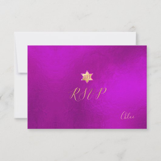 PixDezines RSVP minimaliste Magenta Mitzvah ✡ (Devant)