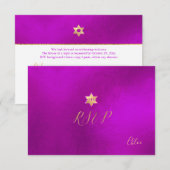 PixDezines RSVP minimaliste Magenta Mitzvah ✡ (Devant / Derrière)