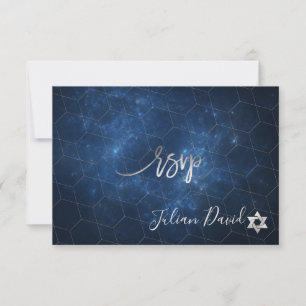 PixDezines RSVP Nebula Galaxy Space Bar Mitzvah ✡ Kaartje