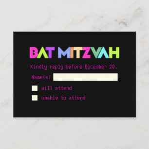 PixDezines Rsvp Neon Lights/Vegas Style/Mitzvah Kaartje
