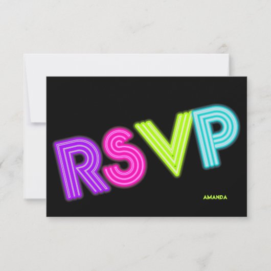 PixDezines RSVP Neon Lumières Bat mitzvah ✡ (Devant)