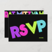 PixDezines RSVP Neon Lumières Bat mitzvah ✡ (Devant / Derrière)