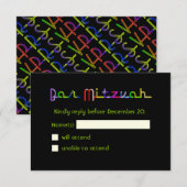 PixDezines RSVP Neonlichten/Vegas stijl/Mitzvah (Voorkant / Achterkant)