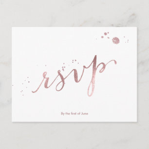 PixDezines RSVP/NEP ROSE GOUD FOLIE/SCRIPT LETTERT Uitnodiging Briefkaart