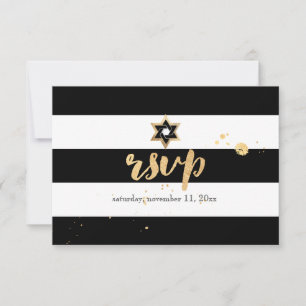 PixDezines rsvp noir/blanc/rayures bar mitzvah