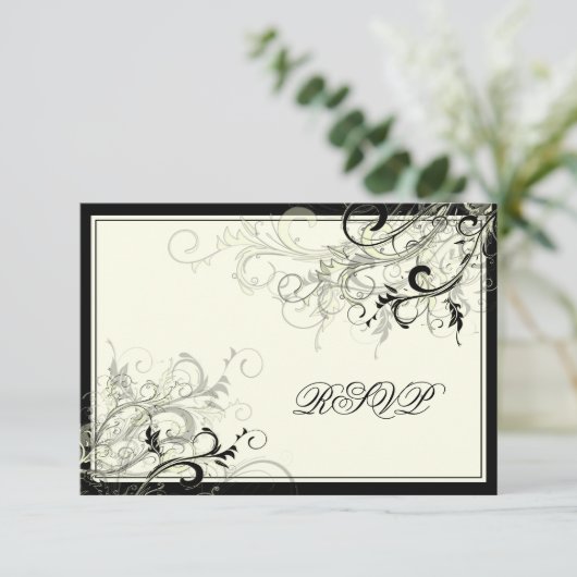 PixDezines RSVP NOIR SWIRLS/do-it-yourself ARRIÈRE (Debout devant)