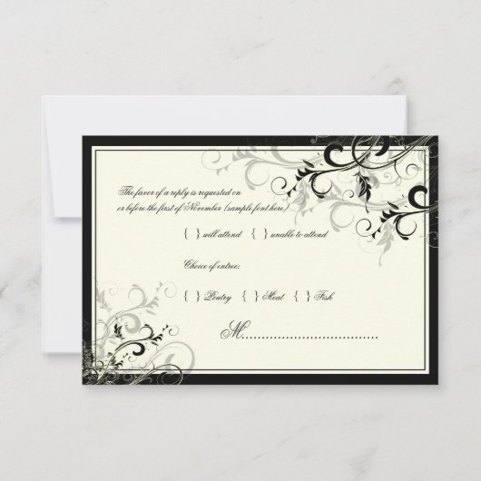 PixDezines RSVP NOIR SWIRLS/do-it-yourself ARRIÈRE (Dos)