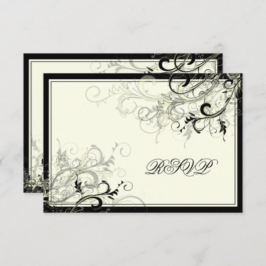 PixDezines RSVP NOIR SWIRLS/do-it-yourself ARRIÈRE (Devant / Derrière)