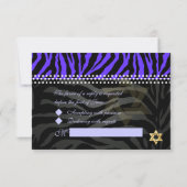 PixDezines rsvp Paarse Zebra Strepen, Bat Mitzvah Kaartje (Achterkant)