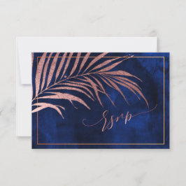PixDezines RSVP, Palm Fronds | Faux Roos Gold RSVP Kaartje