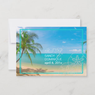 PixDezines rsvp paradise/Tropical+strand+palm bome Kaartje