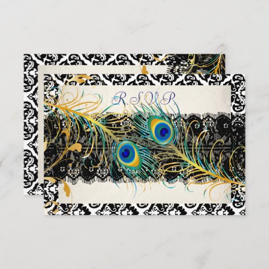 PixDezines rsvp pauock pizzazz, damask+black lace (Voorkant / Achterkant)