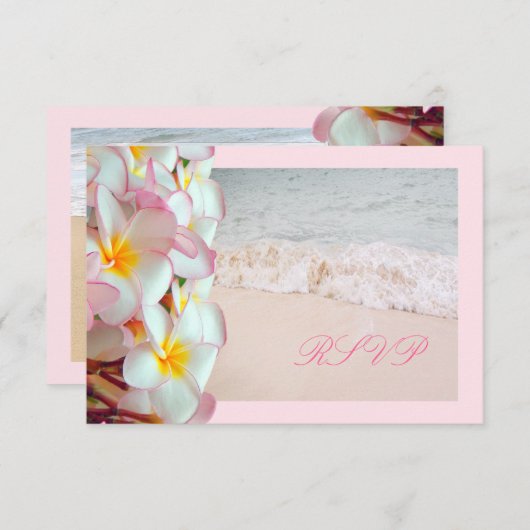 PixDezines RSVP PINK PLUMERIA/PLAGE/do-it-yourself (Devant / Derrière)