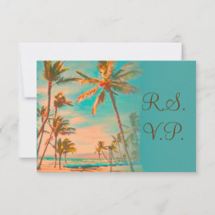 PixDezines rsvp Plage hawaiienne vintage/turquoise
