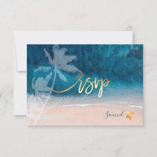 PixDezines RSVP Plage Palmiers Bar Mitzvah (Devant)