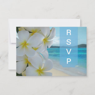 PixDezines RSVP PLUMERIA LEI/BEACH Kaartje