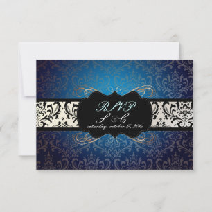 PixDezines rsvp Rossi Damask, bleu de minuit