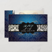 PixDezines rsvp Rossi Damask, bleu minuit (Devant / Derrière)