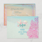 PixDezines rsvp roze koraal+zeester, strandpartij Kaartje (Voorkant / Achterkant)