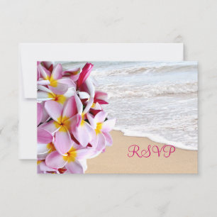 PixDezines rsvp roze plumeria Lei/strand Kaartje