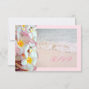 PixDezines RSVP ROZE PLUMERIA/STRAND/DIY rand Kaartje