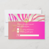 PixDezines rsvp Roze Zebra, Bat Mitzvah/DIY kleur Kaartje (Achterkant)