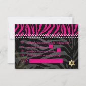 PixDezines rsvp Roze Zebra Stripes, Bat Mitzvah (Achterkant)