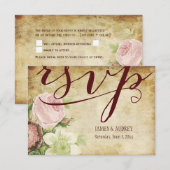 PixDezines rsvp  rozen/perkament Kaartje (Voorkant / Achterkant)