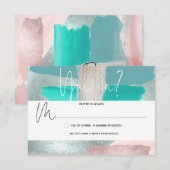 PixDezines RSVP Sage Koraal, Kleurenblok Kaartje (Voorkant / Achterkant)