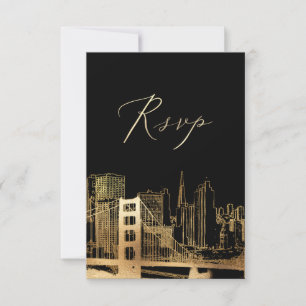PixDezines RSVP San Francisco Skyline/Faux Gold Kaartje
