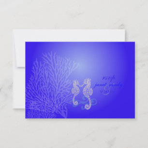 PixDezines rsvp Seahorse, kobalt blue, strandparti Kaartje