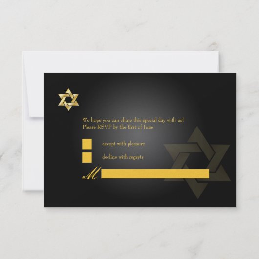 PixDezines rsvp Star, Bar Mitzvah/noir+or (Dos)
