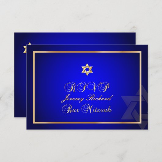 PixDezines rsvp Star, Bar Mitzvah/royal bleu+or (Devant / Derrière)