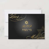 PixDezines rsvp Star van David, Bar Mitzvah/zwart (Voorkant)