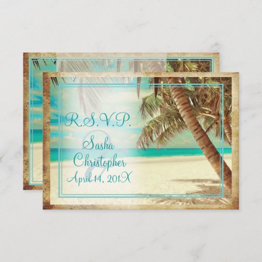 PixDezines rsvp  strand, tropisch paradijs (Voorkant / Achterkant)