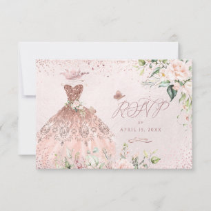 PixDezines RSVP Sweet 16 Dusty Roos Gown Kaart