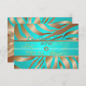PixDezines rsvp Tan+Aqua Zebra, Bat mitzvah (Devant / Derrière)