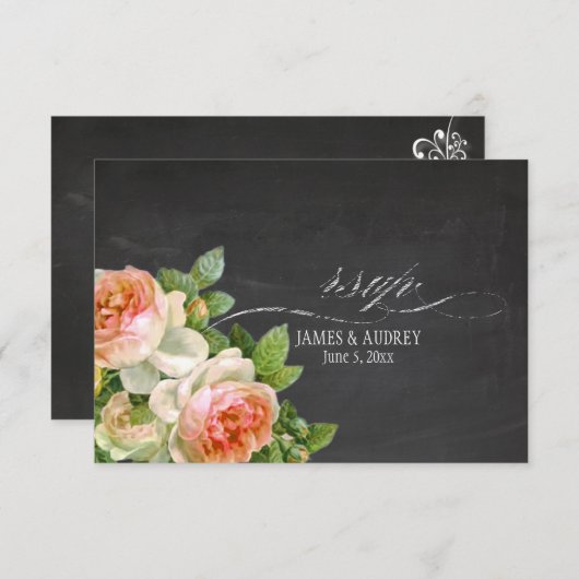 PixDezines rsvp tchalkboard+roses vintages+pivots (Devant / Derrière)