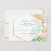 PixDezines RSVP Turquoise Ananas/Script Or (Dos)