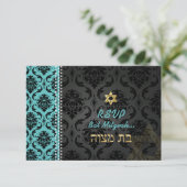 PixDezines rsvp Vendome Damask/DIY color/Mitzvah (Staand voorkant)