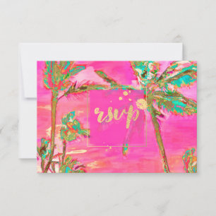 PixDezines RSVP Vintage Hawaïen Plage/Rose