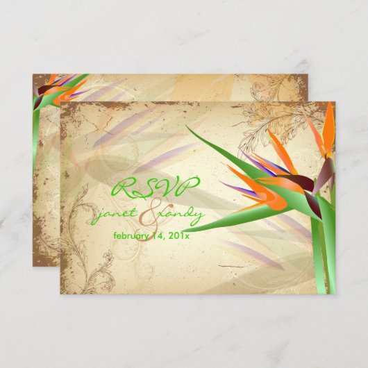 PixDezines RSVP VINTAGE OISEAU DE PARADIS (Devant / Derrière)