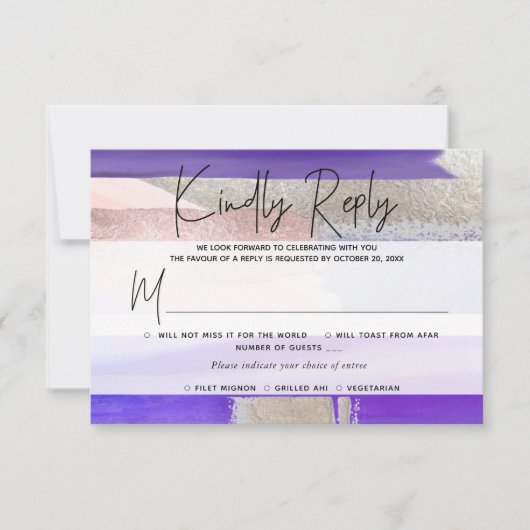 PixDezines RSVP w Repas, Art Moderne, Argent Viole (Devant)