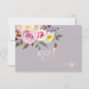 PixDezines RSVP Watercolorrozen Bat Mitzvah ✡ Kaartje