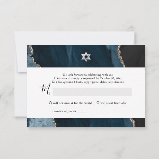 PixDezines RSVP Waterverf Agate Bar Mitzvah ✡ (Achterkant)