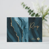 PixDezines RSVP Waterverf Agate Bar Mitzvah ✡ Kaartje (Staand voorkant)